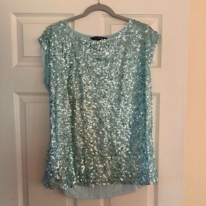 Long Tall Sally Pale Aqua Sequin Front Top